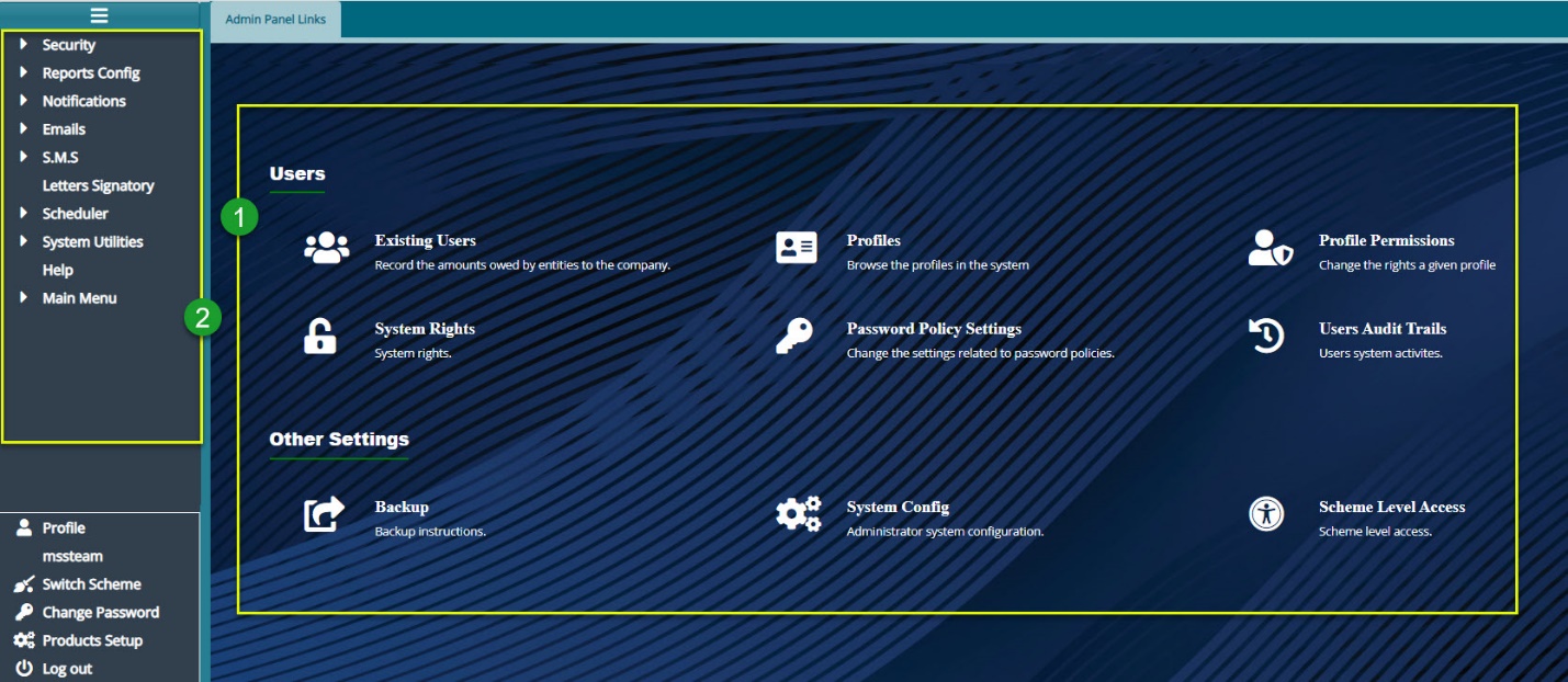 admin panel image