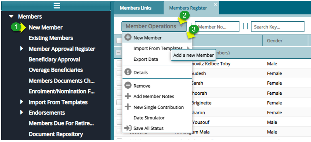 Navigate to the New Member Registration Form