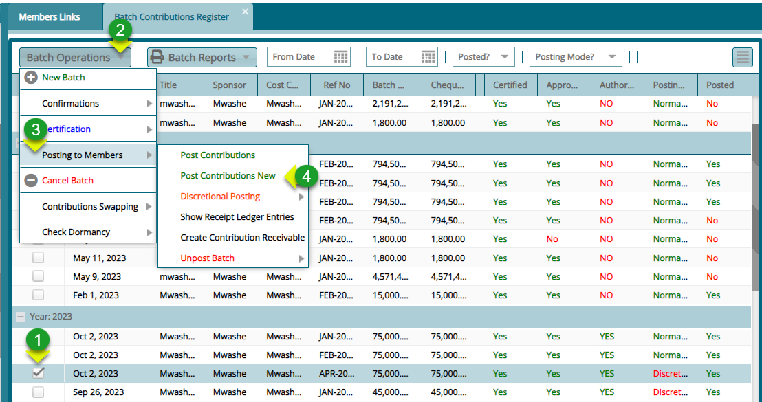 NPost the Contributions to Member Accounts