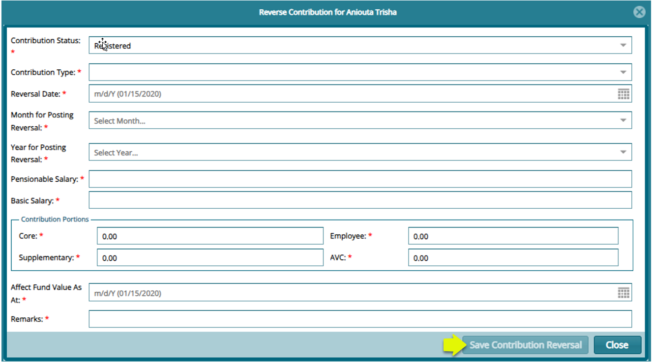 For Contribution Reversal