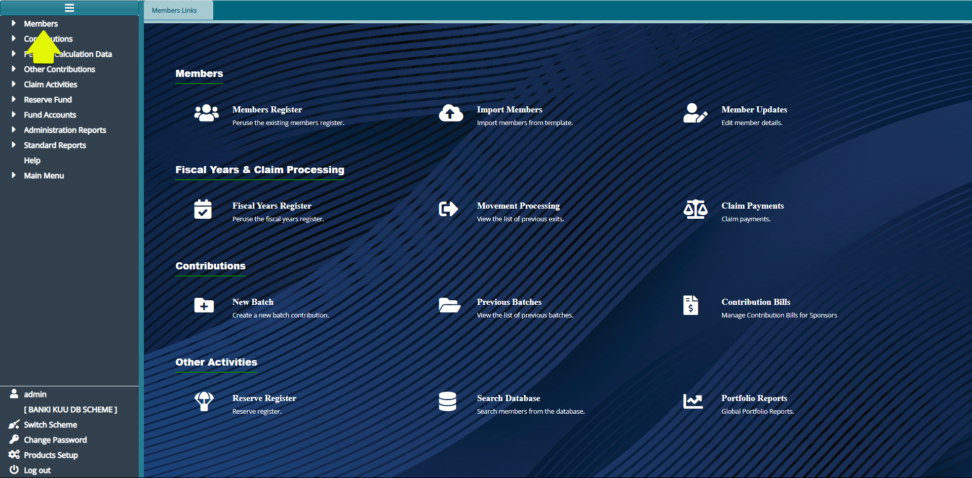 Locate the Members menu