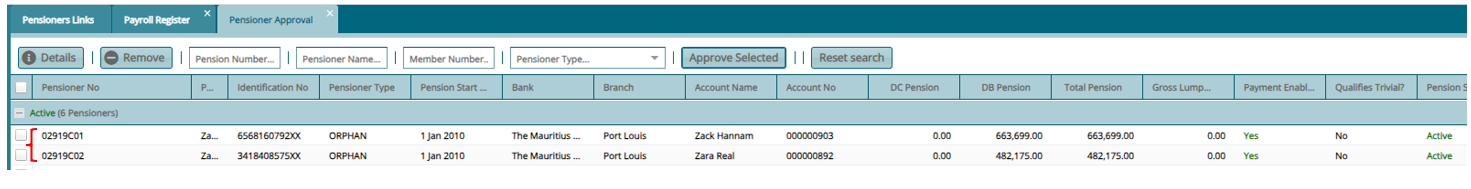 pensioner approval register