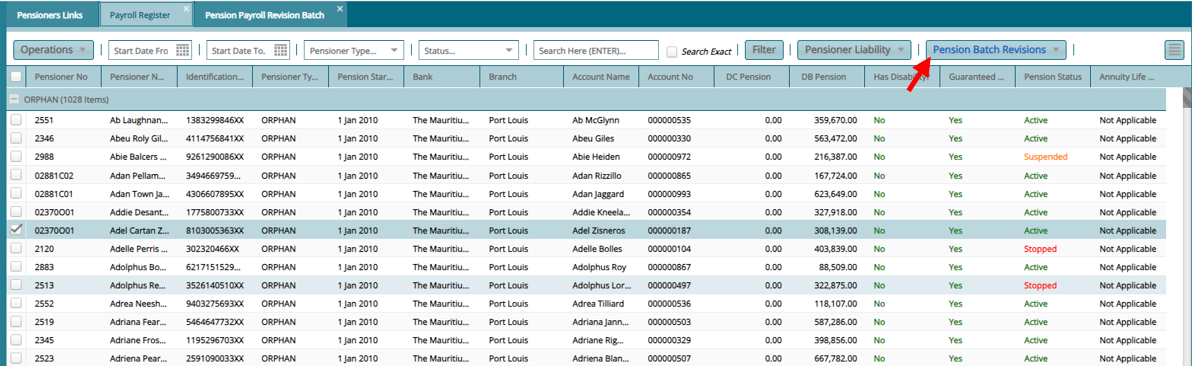 Pension Batch Revision