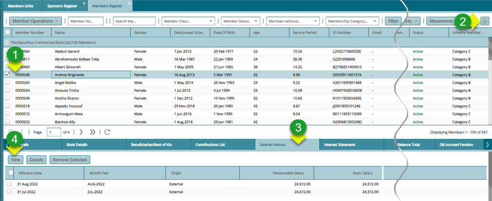 Navigate to the members register