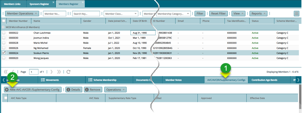 Open AVC_AVCER/Supplementary Config dialog box