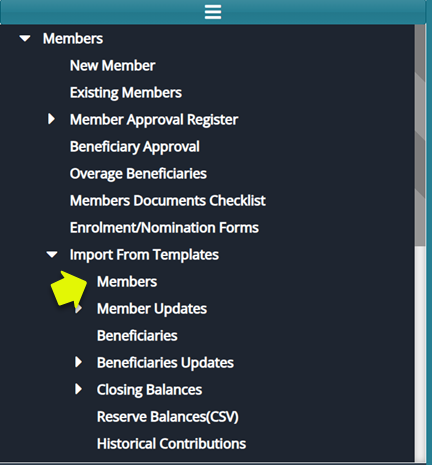 Navigate to Upload the Member Batch