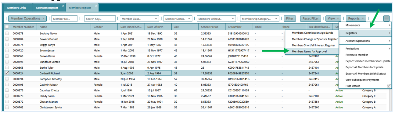 approve member bank details