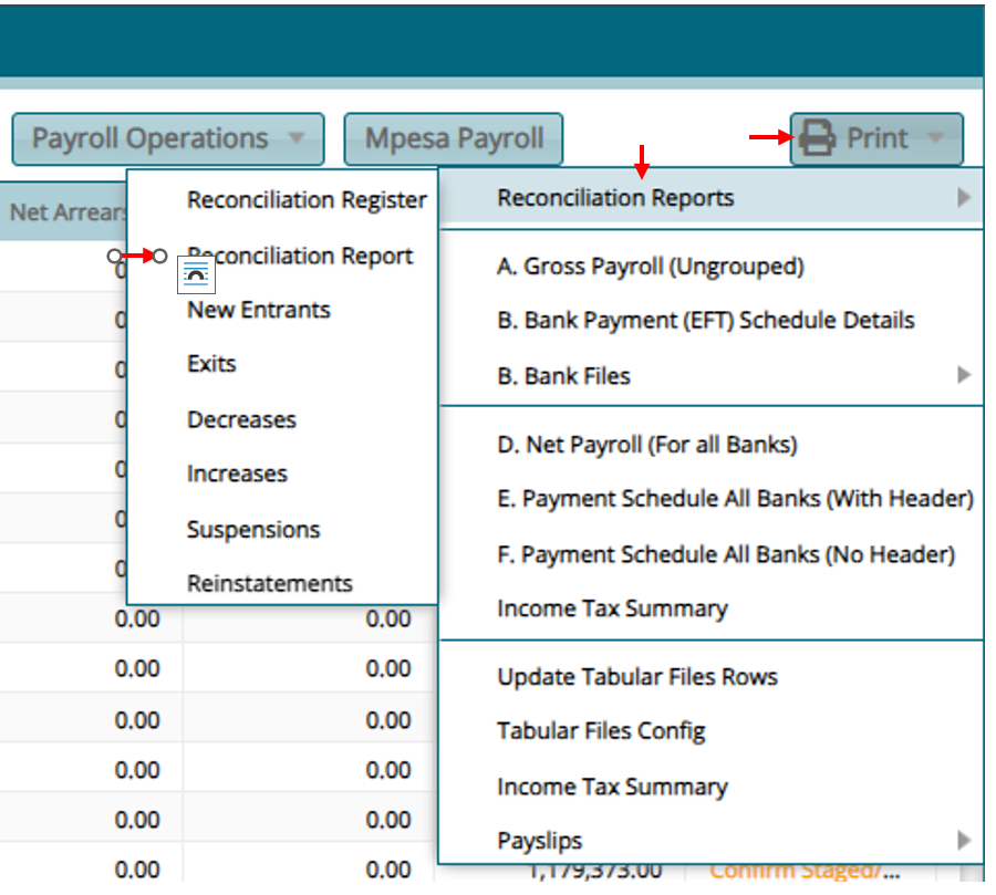 print required Reports