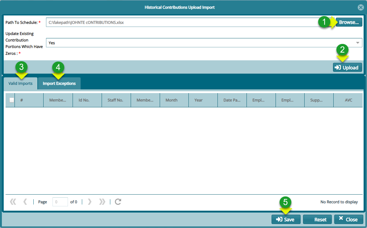 Importing Historical Contributions using a template