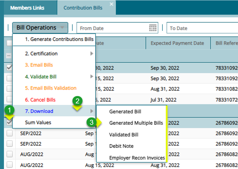 Download Contribution Bills