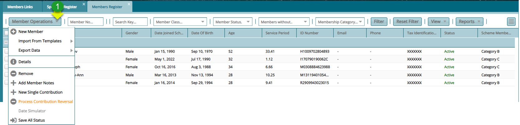 Batch Contributions Register